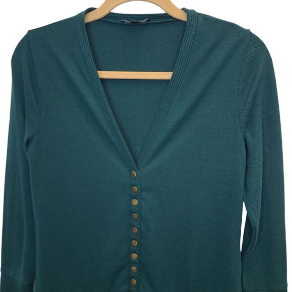 Traleubie Womens Emerald Green Snap Button Down Cardigan S - Picture 2 of 16
